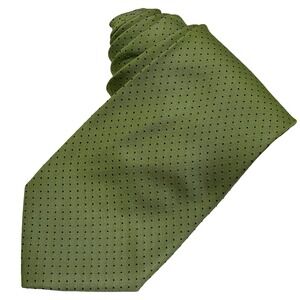 Vintage Dona Dona Silk Necktie Tie Men Lime Green‎ Dotted Geometric Handmade